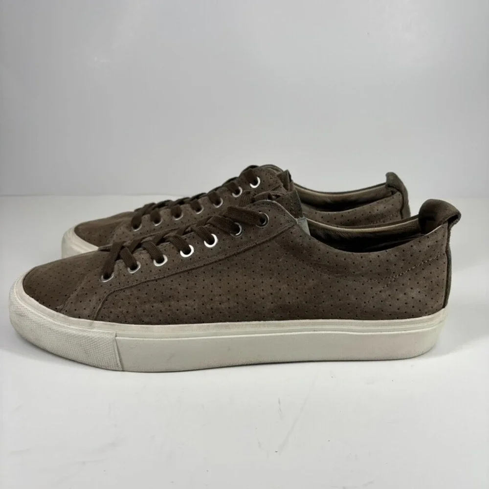 Pointer A.F.D. Men's US 11 Brown Perforated Suede Low-Top Court Lace-Up Sneakers